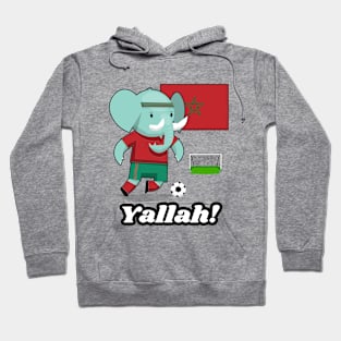 ⚽ Morroco Football, Cute Elephant Scores a Goal, يله! Team Spirit Hoodie